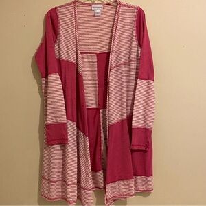 Soft Surroundings Kimono Duster Womens Size S Pink White Striped Draped USA